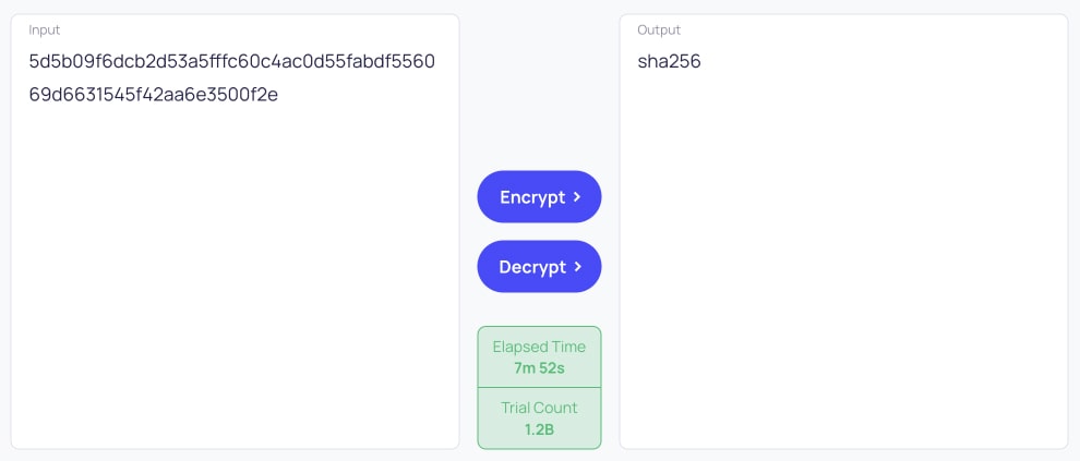 SHA256 Decryption with Successful Result after 1.2 Billion Trial (Brute Force)